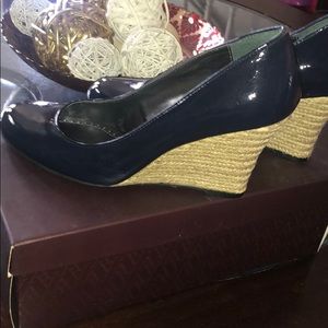 Navy blue cute wedges